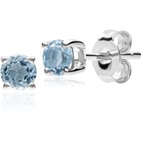 Classic Round Aquamarine Stud Earrings in 9ct White Gold 3.5mm
