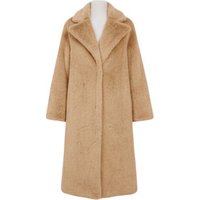 Black Women's Faux Fur Thick Warm Midi Coat | Wowcher