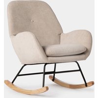 Poltrona da allattamento microfibra beige con base naturale Becca