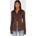 Dark Chocolate Chiffon Fitted Shirt