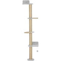 Wall Cat Tree Shelves - 4 Multi-Level Sisal Platforms, Dangling Toy, Space-Saving, 180cm, Grey | Wowcher