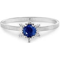 Anel Dengosa em Ouro Branco 18k com Safira e Diamantes