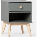 Comodino laccato verde antracite con 1 cassetto Luke