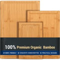 3-Piece Bamboo Cutting Board Set – Heavy Duty with Juice Groove for Meat & Vegetables, Eco-Friendly
