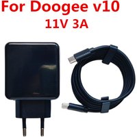 New Original DOOGEE V10 Cell Phone 11V 3A 33W EU Charger Travel Adapter Plug + Type-C USB Data Line Cable
