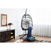 Rattan Hanging Swing Egg Chair with Weatherproof Cushion & Protective Cover! | Wowcher