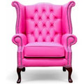 Chesterfield Queen Anne High Back Wing Chair Vele Fuchsia Pink