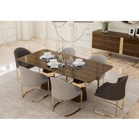Casa Padrino Luxus Esszimmer Set - 1 Esszimmertisch & 6 EsszimmerstÃ¼hle - KÃ¼chen MÃ¶bel - Esszimmer MÃ¶bel - Luxus QualitÃ¤t