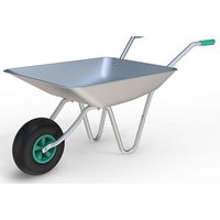 Heavy-Duty Galvanised Metal Wheelbarrow with Pneumatic Tyre - 65L, 100kg Capacity | Wowcher