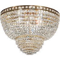 Casa Padrino Barock Deckenleuchte Messing / Gold Ã 63 x H. 35 cm - Runder Kristall Decken Kronleuchter - Barock MÃ¶bel