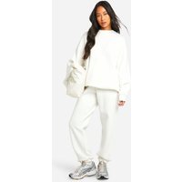 Pantalón Deportivo Oversize Con Botamanga Y Bordado Dsgn Studio, Cream