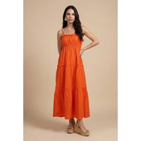 Urban Bliss Orange Ruched Tiered Maxi Dress 8