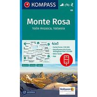 Carta escursionistica n. 88 - Monte Rosa, Valle Anzasca, Valsesia con guida 1:50.000. Ediz. italiana, tedesca e inglese