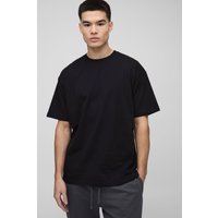 Camiseta Oversize Básica Con Cuello De Caja, Negro