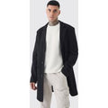 Abrigo Tall De Mezcla De Lana Con Botonadura, Negro