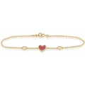Love You More Ruby Heart Bracelet in 9ct Yellow Gold