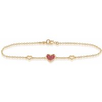 Love You More Ruby Heart Bracelet in 9ct Yellow Gold