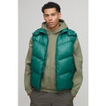 Regular Fit Sheen Panelled Hooded Funnel Puffer Gilet, Verde