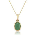 Classic Dyed Green Jade Cabochon Pendant in 9ct Yellow Gold