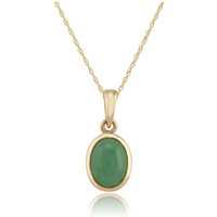 Classic Dyed Green Jade Cabochon Pendant in 9ct Yellow Gold