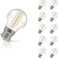 10-Pack Crompton Golfball LED Light Bulbs B22 4.2W (40W Eqv) Dim Warm White Clear Filament Round Bayonet