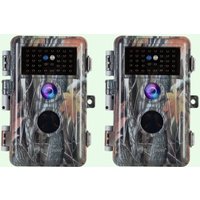 Pack x2 Caméras de Chasse Nocturne Vision 64MP HD 1296P,Détection de Mouvement PIR de 70° Étanche IP66 et Fonction Time Lapse |A252 Camouflage Sombre