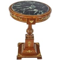 Casa Padrino Barock Beistelltisch mit Marmorplatte Mahagoni / Gold H80 x 55cm - Empire Antik Stil Tisch - MÃ¶bel