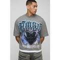 Camiseta Oversize Recta Con Cuello Extendido, Capa Falsa Y Corazón, Gris