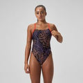 Maillot de bain Femme Club Training Tie Back imprimé noir/rouge
