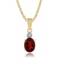 Classic Oval Garnet & Diamond Pendant in 9ct Yellow Gold