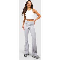 Pantalón De Campana Para Yoga Con Cintura Elástica Y Tela Jersey De Algodón, Gris