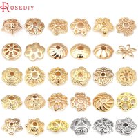 18K Gold Color Brass Flower Beads Caps Tessal Caps Jewelry Necklaces Bracelets Earrings Making Supplies Diy Findings Accessories