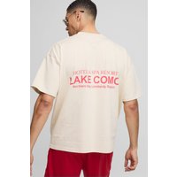 Camiseta Oversize Con Estampado Gráfico De Lake Como, Cream