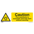Worksafe Warning Safety Sign - Caution Automatic Machinery - Self-Adhesive Vinyl - Pack of 10