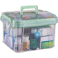 Clear Medicine Organizer Storage Box with Tray and Handle, First Aid Box Plastic Portable Thickened Medicine Container Chest