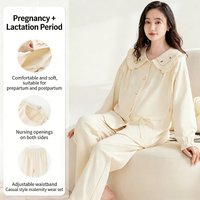 Maternity Women Pajamas Set Pregnant Pure Cotton Breastfeeding Loungewear Sweet Long Sleeve Trousers Cardigan 2 Piece Set Pjs