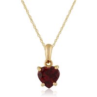 Classic Heart Garnet Pendant in 9ct Yellow Gold