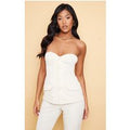 Tall Beige Button Up Front Corset Top