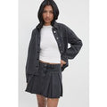 Pleated Denim Skirt, Gris