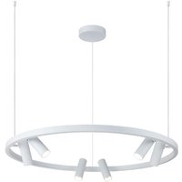 Casa Padrino Luxus HÃ¤ngeleuchte WeiÃ Ã 90 cm - Runde Pendelleuchte mit verstellbaren LED Spots
