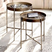 Greenville Metal Set Of 2 End Tables In Copper