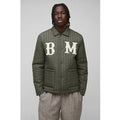 Chaqueta Harrington Regular Acolchada Con Apliques, Verde