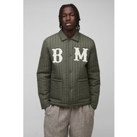 Chaqueta Harrington Regular Acolchada Con Apliques, Verde
