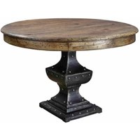 Casa Padrino Massivholz Esstisch Braun / Schwarz Ã 122 x H. 76 cm - EsszimmermÃ¶bel