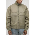 Oversized Fit Chunky Rib Funnel Neck Bomber Jacket, Verde