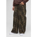Pantaloni extra comodi leopardati con trama in rilievo, Brown