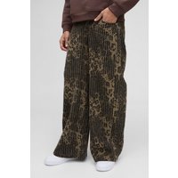 Pantaloni extra comodi leopardati con trama in rilievo, Brown