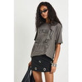 Rock N Roll Overdye Printed T-Shirt, Gris