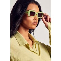 Womens Thick Frame Rectangle Sunglasses - green - One Size, Green