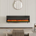 50 Inch Best Modern LED Electric Fireplace Heater Inserts with Tempered Glass & Remote and Adjustable Flames